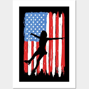 American Flag Ice Skating Graphic Posters and Art